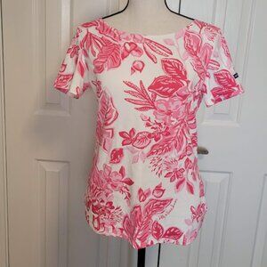Lilly Pulitzer x Saint James Soleil Rose Pink Floral Tee Garde-cote Size Large